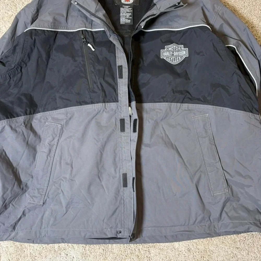 Harley-Davidson Mens Riding Jacket 3XL Grey Black Nylon Colorblock 2000s Y2K